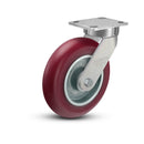8"x2" Kingpinless Ergonomic Caster 9.5 OAH – USA Rig, MAX-Efficiency Maroon Poly Wheel