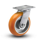 Main view of an Albion Casters 8" x 2" wide wheel Swivel caster with 4" x 4-1/2" top plate, without a brake, AN - Round Polyurethane (Aluminum Core) wheel and 1250 lb. capacity part
