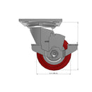 4"x2" USA Heavy Duty Swivel Polyurethane Caster with Brake | 720 lb
