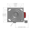 4"x2" USA Heavy Duty Swivel Polyurethane Caster with Brake | 720 lb