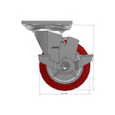 5"x2" USA Heavy Duty Swivel Polyurethane Caster with Brake | 900 lb
