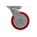6"x2" USA Heavy Duty Swivel Polyurethane Caster | 1,100 lb