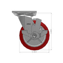 6"x2" USA Heavy Duty Swivel Polyurethane Caster with Brake | 1,100 lb