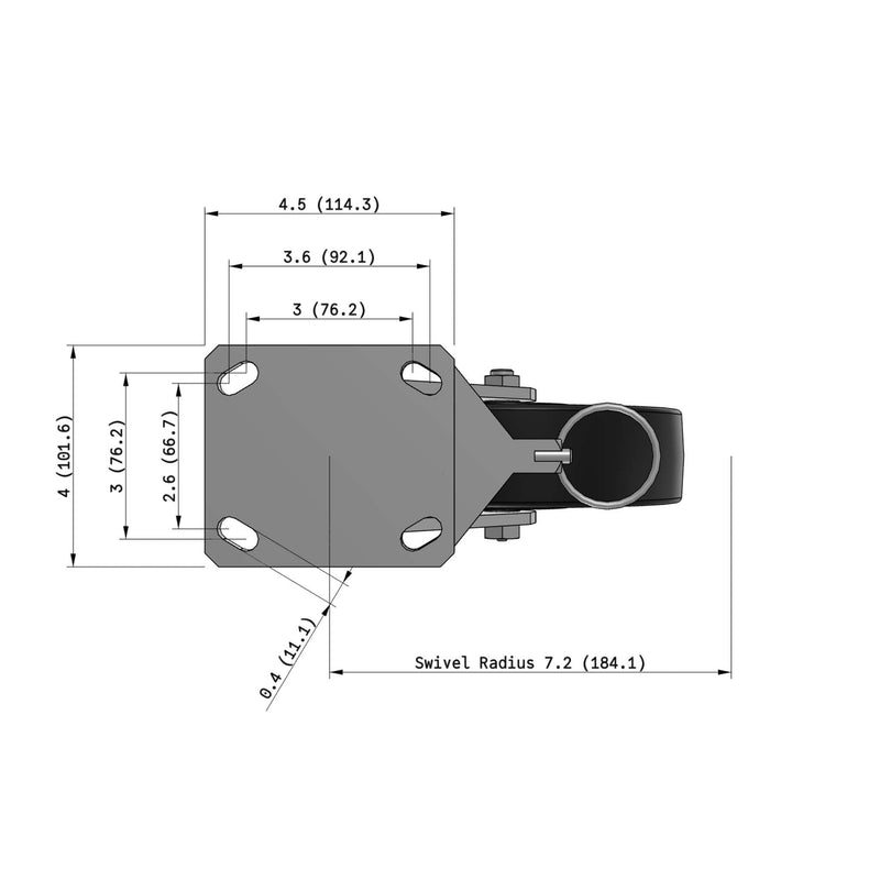 8"x2" Kingpinless Ergonomic Caster 9.5 OAH – USA Rig, Trionix Steel Replacement Wheel, Swivel Lock
