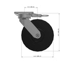 8"x2" Kingpinless Ergonomic Caster 9.5 OAH – USA Rig, Trionix Steel Replacement Wheel, Swivel Lock