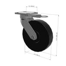 8"x2" Kingpinless Ergonomic Caster 9.5 OAH – USA Rig, Trionix Steel Replacement Wheel, Swivel Lock