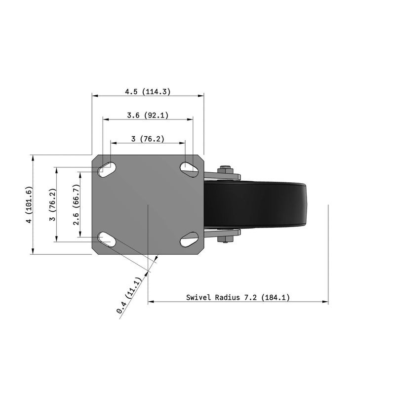 8"x2" Kingpinless Ergonomic Caster 9.5 OAH – USA Rig, Trionix Steel Replacement Wheel