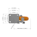 8"x2" Kingpinless Ergonomic Caster 9.5 OAH – USA Rig, MAX-Efficiency Orange Poly Wheel, Side Brake