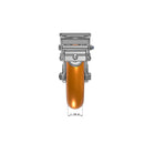 8"x2" Kingpinless Ergonomic Caster 9.5 OAH – USA Rig, MAX-Efficiency Orange Poly Wheel, Metal Face Brake