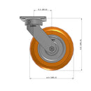 8"x2" Kingpinless Ergonomic Caster 9.5 OAH – USA Rig, MAX-Efficiency Orange Poly Wheel