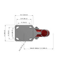 8"x2" Kingpinless Ergonomic Caster 9.5 OAH – USA Rig, MAX-Efficiency Maroon Poly Wheel, Swivel Lock