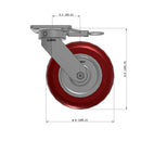 8"x2" Kingpinless Ergonomic Caster 9.5 OAH – USA Rig, MAX-Efficiency Maroon Poly Wheel, Swivel Lock