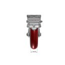 8"x2" Kingpinless Ergonomic Caster 9.5 OAH – USA Rig, MAX-Efficiency Maroon Poly Wheel, Metal Face Brake, Swivel Lock
