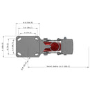 8"x2" Kingpinless Ergonomic Caster 9.5 OAH – USA Rig, MAX-Efficiency Maroon Poly Wheel, Metal Face Brake, Swivel Lock