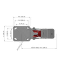 8"x2" Kingpinless Ergonomic Caster 9.5 OAH – USA Rig, MAX-Efficiency Maroon Poly Wheel, Face Brake, Swivel Lock