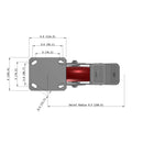 8"x2" Kingpinless Ergonomic Caster 9.5 OAH – USA Rig, MAX-Efficiency Maroon Poly Wheel, Face Brake