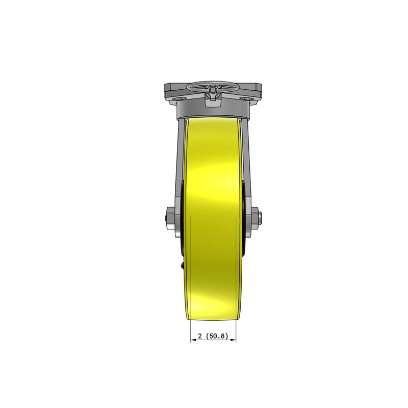8"x2" Kingpinless Ergonomic Caster 9.5 OAH – USA Rig, Heavy-Duty Polyurethane Wheel, Swivel Lock