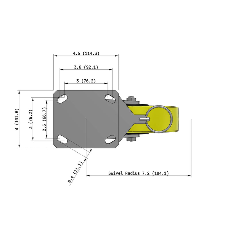 8"x2" Kingpinless Ergonomic Caster 9.5 OAH – USA Rig, Heavy-Duty Polyurethane Wheel, Swivel Lock