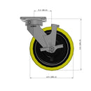 8"x2" Kingpinless Ergonomic Caster 9.5 OAH – USA Rig, Heavy-Duty Polyurethane Wheel, Side Brake