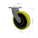 8"x2" Kingpinless Ergonomic Caster 9.5 OAH – USA Rig, Heavy-Duty Polyurethane Wheel