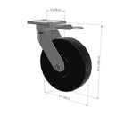 8"x2" Kingpinless Ergonomic Caster – USA Rig, Trionix Steel Replacement Wheel, Swivel Lock