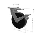 8"x2" Kingpinless Ergonomic Caster – USA Rig, Trionix Steel Replacement Wheel, Metal Face Brake, Swivel Lock
