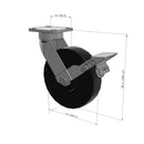 8"x2" Kingpinless Ergonomic Caster – USA Rig, Trionix Steel Replacement Wheel, Metal Face Brake