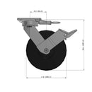 8"x2" Kingpinless Ergonomic Caster – USA Rig, Trionix Steel Replacement Wheel, Face Brake, Swivel Lock