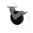 8"x2" Kingpinless Ergonomic Caster – USA Rig, Trionix Steel Replacement Wheel, Face Brake