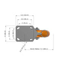 8"x2" Kingpinless Ergonomic Caster – USA Rig, MAX-Efficiency Orange Poly Wheel, Swivel Lock