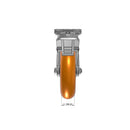 8"x2" Kingpinless Ergonomic Caster – USA Rig, MAX-Efficiency Orange Poly Wheel, Face Brake, Swivel Lock