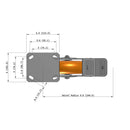 8"x2" Kingpinless Ergonomic Caster – USA Rig, MAX-Efficiency Orange Poly Wheel, Face Brake