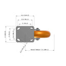 8"x2" Kingpinless Ergonomic Caster – USA Rig, MAX-Efficiency Orange Poly Wheel