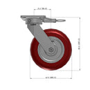 8"x2" Kingpinless Ergonomic Caster – USA Rig, MAX-Efficiency Maroon Poly Wheel, Swivel Lock