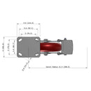 8"x2" Kingpinless Ergonomic Caster – USA Rig, MAX-Efficiency Maroon Poly Wheel, Metal Face Brake
