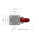 8"x2" Kingpinless Ergonomic Caster – USA Rig, MAX-Efficiency Maroon Poly Wheel