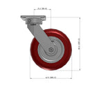 8"x2" Kingpinless Ergonomic Caster – USA Rig, MAX-Efficiency Maroon Poly Wheel