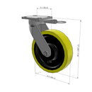 8"x2" Kingpinless Ergonomic Caster – USA Rig, Heavy-Duty Polyurethane Wheel, Swivel Lock