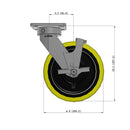 8"x2" Kingpinless Ergonomic Caster – USA Rig, Heavy-Duty Polyurethane Wheel, Side Brake