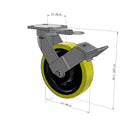 8"x2" Kingpinless Ergonomic Caster – USA Rig, Heavy-Duty Polyurethane Wheel, Face Brake, Swivel Lock