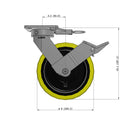 8"x2" Kingpinless Ergonomic Caster – USA Rig, Heavy-Duty Polyurethane Wheel, Face Brake, Swivel Lock