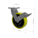 8"x2" Kingpinless Ergonomic Caster – USA Rig, Heavy-Duty Polyurethane Wheel, Face Brake