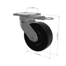 6"x2" Kingpinless Ergonomic Caster – USA Rig, Trionix Steel Replacement Wheel, Swivel Lock