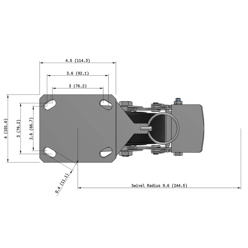 6"x2" Kingpinless Ergonomic Caster – USA Rig, Trionix Steel Replacement Wheel, Metal Face Brake, Swivel Lock