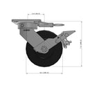 6"x2" Kingpinless Ergonomic Caster – USA Rig, Trionix Steel Replacement Wheel, Metal Face Brake, Swivel Lock