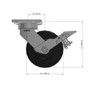 6"x2" Kingpinless Ergonomic Caster – USA Rig, Trionix Steel Replacement Wheel, Metal Face Brake