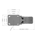 6"x2" Kingpinless Ergonomic Caster – USA Rig, Trionix Steel Replacement Wheel, Face Brake, Swivel Lock