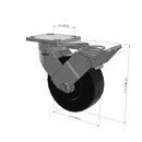 6"x2" Kingpinless Ergonomic Caster – USA Rig, Trionix Steel Replacement Wheel, Face Brake, Swivel Lock