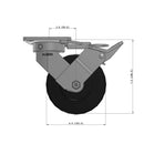 6"x2" Kingpinless Ergonomic Caster – USA Rig, Trionix Steel Replacement Wheel, Face Brake, Swivel Lock