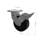 6"x2" Kingpinless Ergonomic Caster – USA Rig, Trionix Steel Replacement Wheel, Face Brake